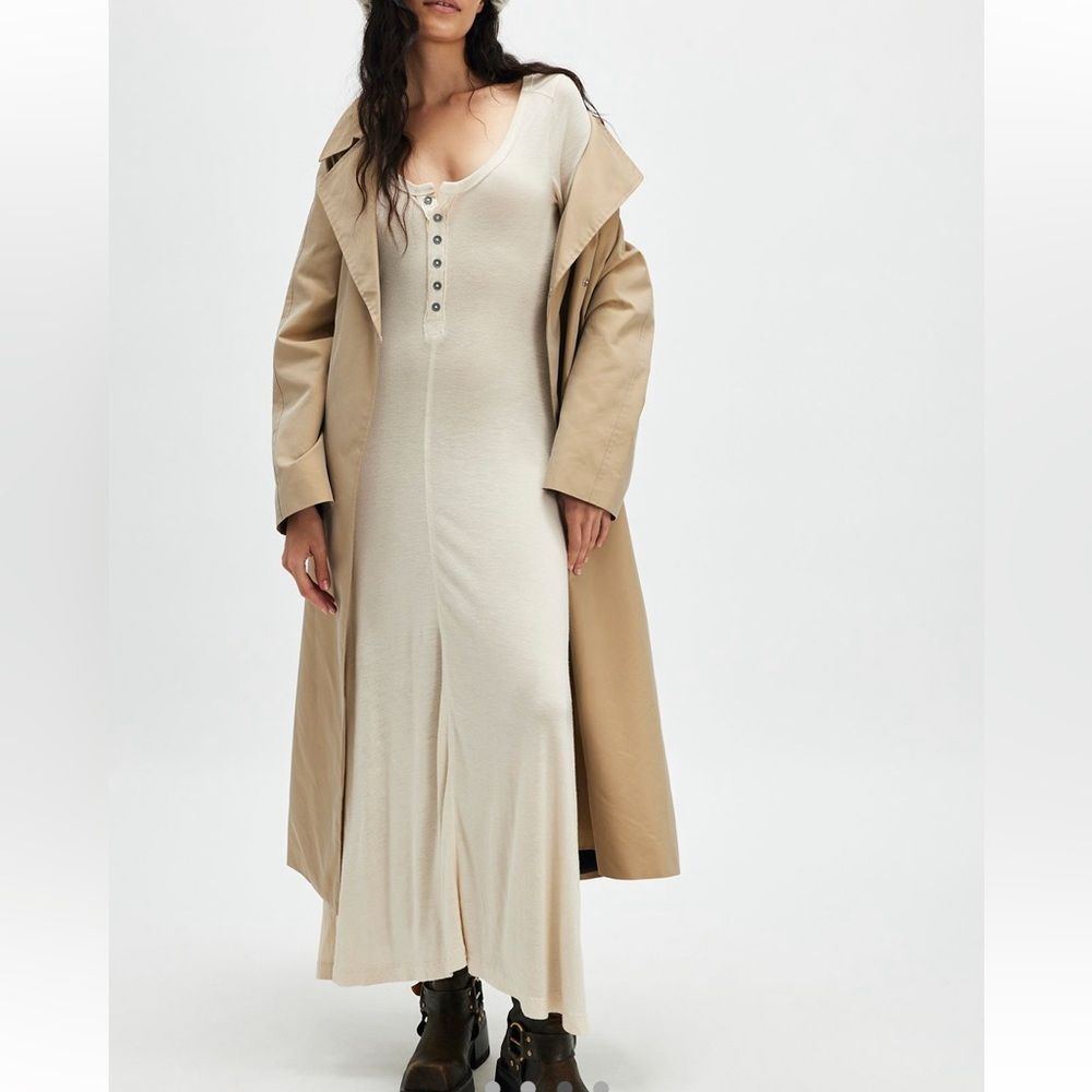 Free People Just Like Heaven Henley Maxi Dress in French Oak - Picture 1 of 9